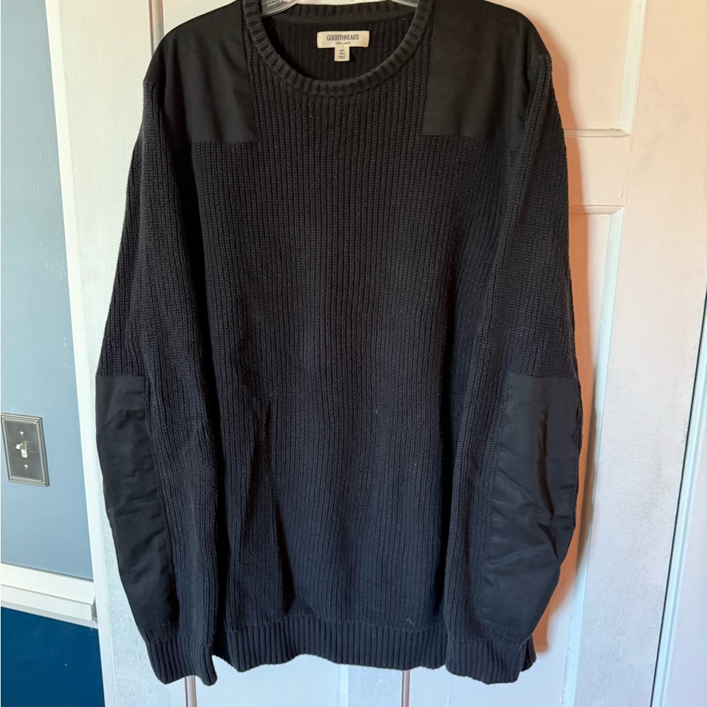 Goodthreads Black Crewneck Sweater with Ribbed Cuffs